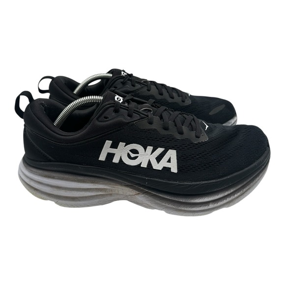 Hoka One One Bondi 8 Running Shoes Mens 11.5 D Black White Sneakers 1123202 BWHT